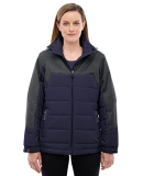 North End 78232 Ladies' Excursion Meridian Insulated Jacket with Mélange Print NAVY/ DK GRP HT