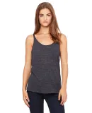 BELLA 8838 Womens Flowy Tank Top in Chrcl black slub