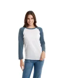 Next Level 6051 Unisex Tri-Blend 3/4 Sleeve Raglan in Ind/ hthr white