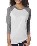 Next Level 6051 Unisex Tri-Blend 3/4 Sleeve Raglan in Pr hthr/ htr wht