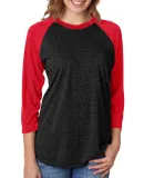 Next Level 6051 Unisex Tri-Blend 3/4 Sleeve Raglan in Vin red/ vin blk