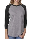 Next Level 6051 Unisex Tri-Blend 3/4 Sleeve Raglan in Vin blk/ pr hthr