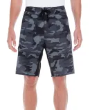 Burnside B9371 Camo-Diamond Dobby Board Short in Black camo