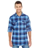 Burnside B8210 Yarn-Dyed Long Sleeve Flannel in Blue/ white