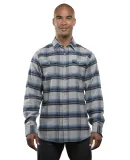 Burnside B8210 Yarn-Dyed Long Sleeve Flannel in Grey/ blue