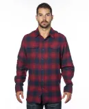 Burnside B8210 Yarn-Dyed Long Sleeve Flannel in Crimson/ navy