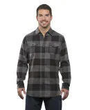 Burnside B8210 Yarn-Dyed Long Sleeve Flannel in Black/ steel