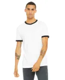 BELLA+CANVAS 3055 Heather Ringer Tee in White/ black