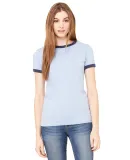 BELLA 6050 Womens Vintage Heather Ringer Tee in Hthr blue/ navy