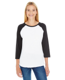 L3530 LAT - Ladies' Fine Jersey Three-Quarter Slee in White/ black