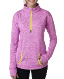 8617 J. America Women's Cosmic Fleece Quarter Zip  MAGENTA/ NEON YL