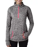 8617 J. America Women's Cosmic Fleece Quarter Zip  CHAR/ FIRE CORAL