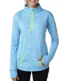 8617 J. America Women's Cosmic Fleece Quarter Zip  EL BLUE/ NEON GR