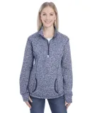 8617 J. America Women's Cosmic Fleece Quarter Zip  NAVY FLECK/ NAVY