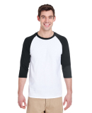 5700 Gildan Heavy Cotton Three-Quarter Raglan T-Sh in White/ black