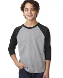 Next Level 3352 Youth CVC Baseball Raglan in Blk/ dk gry hthr