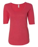 6756L Anvil Ladies' Triblend Deep Scoop Half-Sleev in Heather red