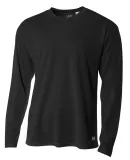 N3253 A4 Drop Ship Men's Long Sleeve Crew Birds Ey BLACK