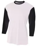 N3294 A4 Drop Ship Men's 3/4 Sleeve Utility Shirt WHITE/ BLACK