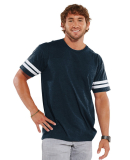 LAT 6937 Adult Fine Jersey Football Tee in Vn navy/ bld wht