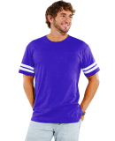 LAT 6937 Adult Fine Jersey Football Tee in Vn purp/ bld wh