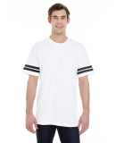 LAT 6937 Adult Fine Jersey Football Tee in White/ black