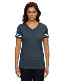 LAT 3537 Women's V-Neck Football Tee in Vn navy/ bld wht