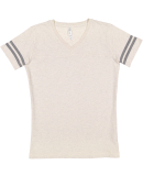 LAT 3537 Women's V-Neck Football Tee in Nat hth/ gran ht