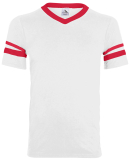 Augusta Sportswear 361 Youth V-Neck Football Tee in White/ red