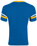 Augusta Sportswear 361 Youth V-Neck Football Tee in Royal/ gold/ wht