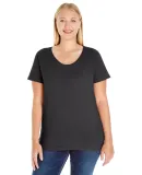 LAT 3804 Curvy Collection Women's Scoop Neck Tee BLACK