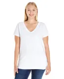 LAT 3807 Curvy Collection Women's V-Neck Tee WHITE