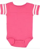 Rabbit Skins 4437 Infant Football Onesie in V ht pnk/ bd wht