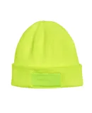 BA527 Big Accessories Patch Beanie in Neon yellow