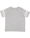 3037 Rabbit Skins Toddler Fine Jersey Football Tee in Vn hthr/ bld wht