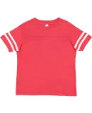 3037 Rabbit Skins Toddler Fine Jersey Football Tee in Vn red/ bld wht