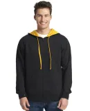 9601 Next Level French Terry Zip Up Hoodie in Black/ gold