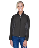 D997W Devon & Jones Ladies' Soft Shell Colorblock  in Blck/ dk chrcoal