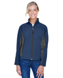 D997W Devon & Jones Ladies' Soft Shell Colorblock  in Navy/ dk chrcoal