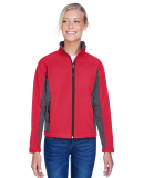 D997W Devon & Jones Ladies' Soft Shell Colorblock  in Red/ dk charcoal