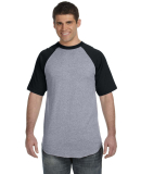 423 Augusta Sportswear Adult Short-Sleeve Baseball in Ath hthr/ black