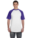 423 Augusta Sportswear Adult Short-Sleeve Baseball in White/ purple