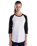 US Blanks US600 Womens Raglan Baseball Tee WHITE/ BLACK