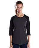 US Blanks US600 Womens Raglan Baseball Tee HTHR CHRCOAL BLK