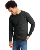 5186 Hanes 6.1 oz. Ringspun Cotton Long-Sleeve Bee in Black