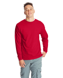 5186 Hanes 6.1 oz. Ringspun Cotton Long-Sleeve Bee in Deep red