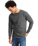 5186 Hanes 6.1 oz. Ringspun Cotton Long-Sleeve Bee in Smoke gray