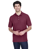 D100 Devon & Jones Men's Pima Pique Short-Sleeve P in Burgundy