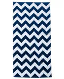 Carmel Towel Company C3060 Velour Beach Towel in Navy chevron