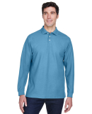 D110 Devon & Jones Men's Pima Pique Long-Sleeve Po in Slate blue